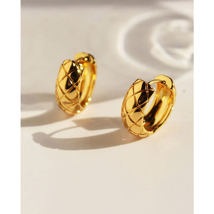 Golden Vintage Diamond Plaid Classic Style Earrings