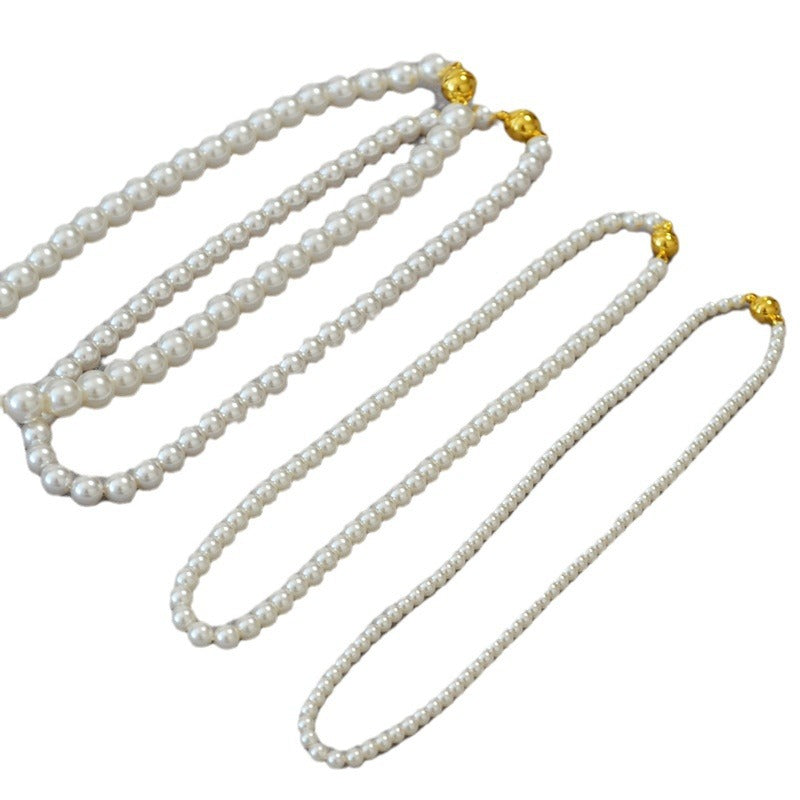 Women's Circle Highlight Imitation Pearl Magnetic Buckle Sweater Necklaces