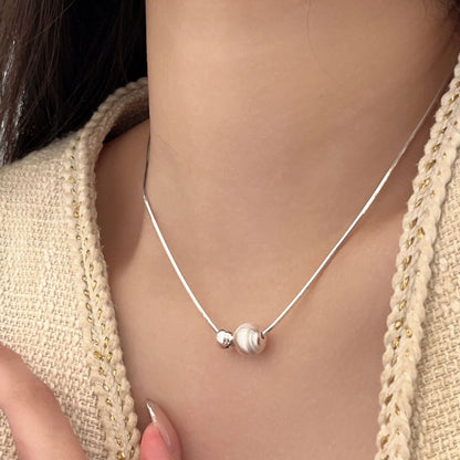 Sier Sterling Flash Round Beads Female Minority Fashion Necklaces