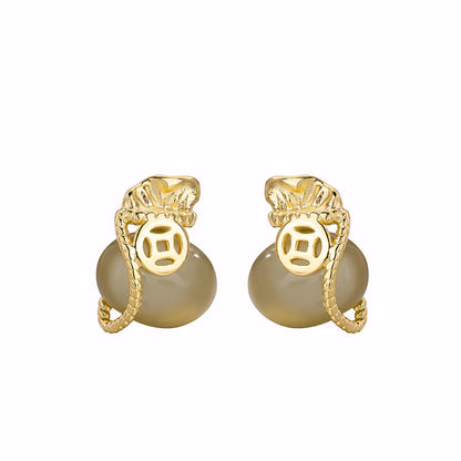 Women's Purse Jade Retro Style High Sense Earrings