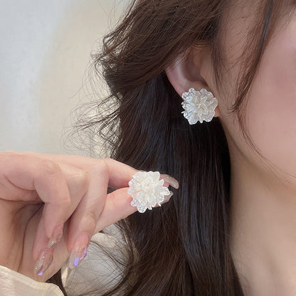 Flower Sier Needle Elegant Simple Trendy Cute Earrings