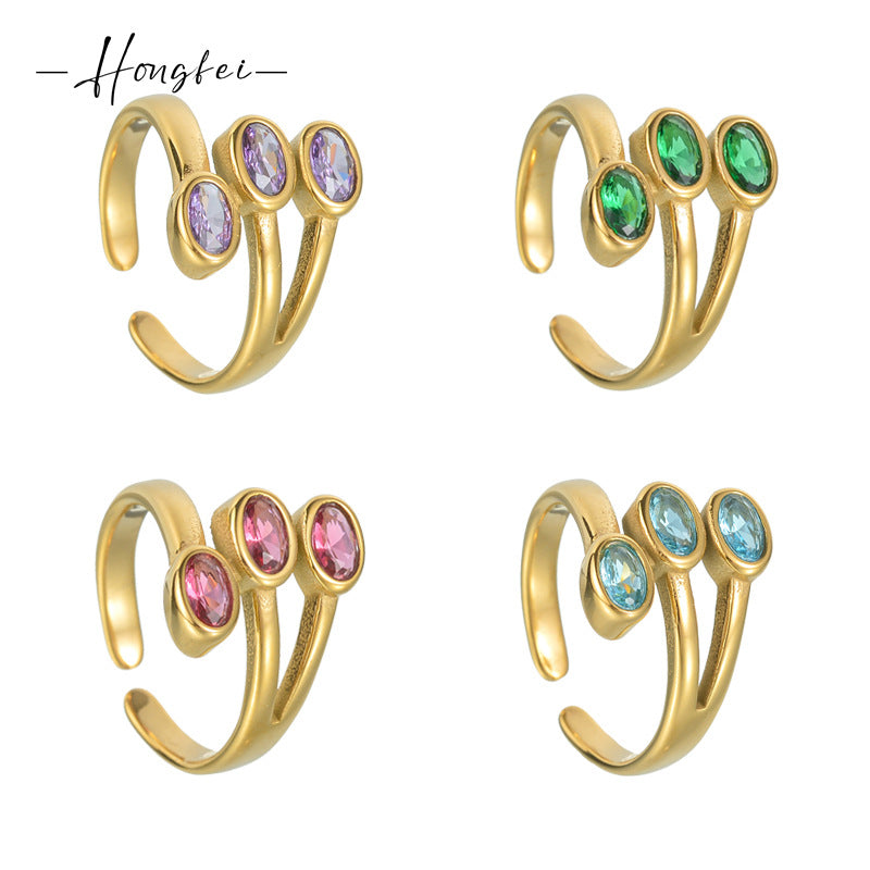 Gold-plated Leaf-shaped Titanium Personality Creative Opening Rings