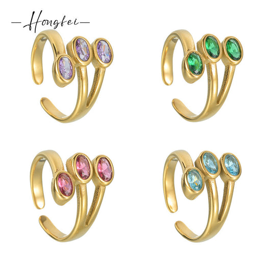 Gold-plated Leaf-shaped Titanium Personality Creative Opening Rings