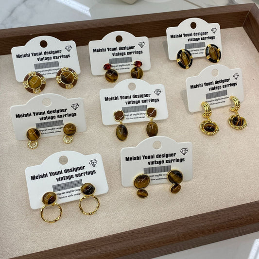Color Tigereye Advanced Simple Amber Delicate Earrings