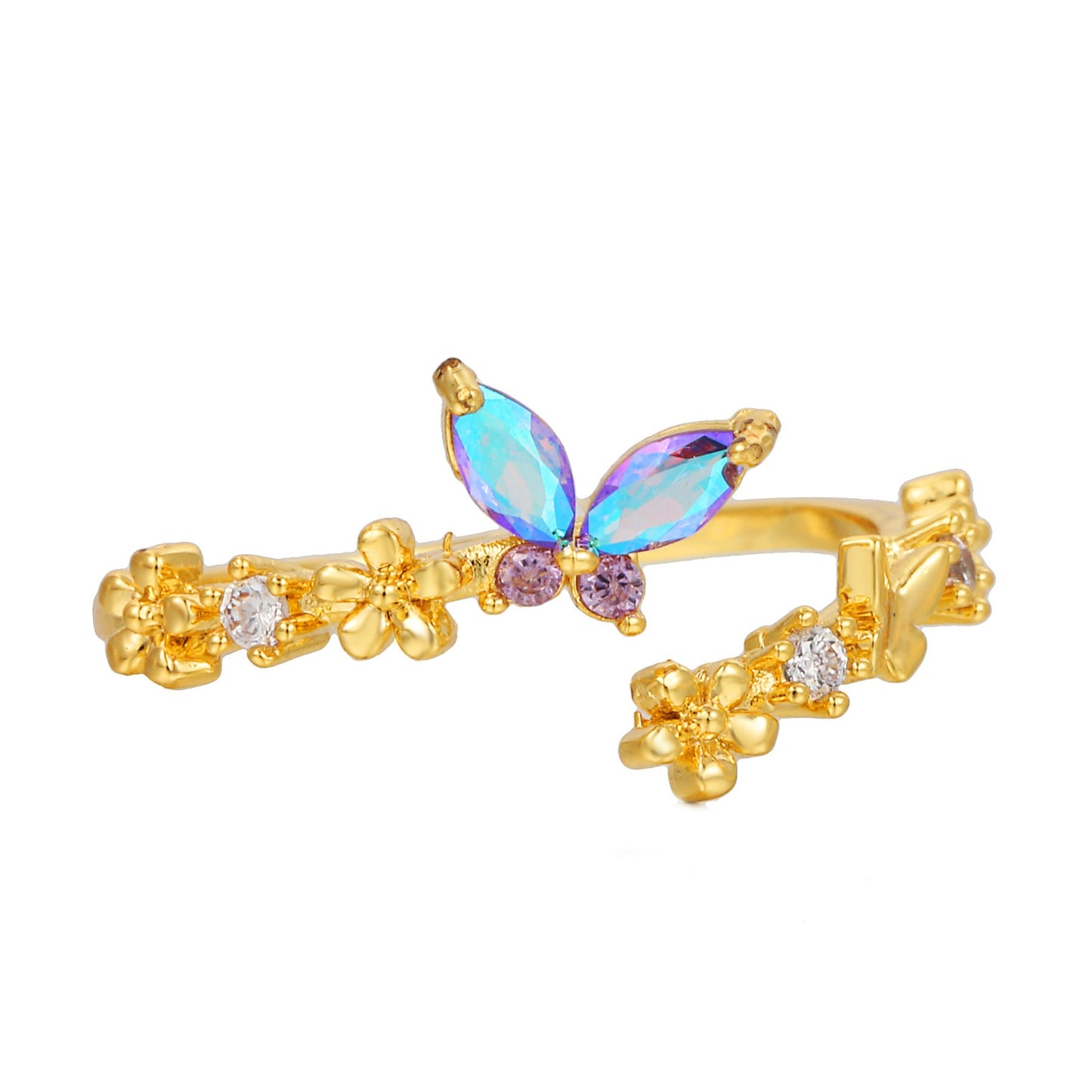 Women's Fashion Gradient Butterfly Opening Female Personality Trendy Rings