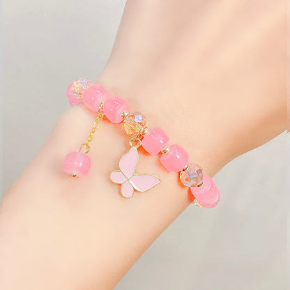 Children's Glaze Beaded Princess Cartoon Crystal Flowers Bracelets