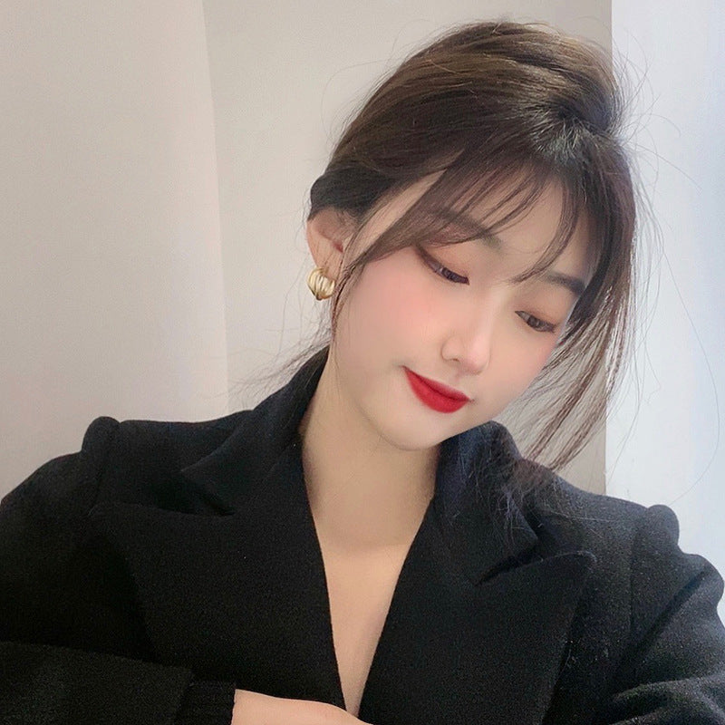 Gold Word Ear Simple Graceful Matte Rings