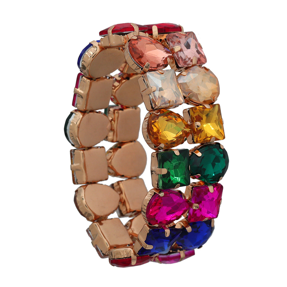 Women's Full Diamond Hip Hop Double Layer Glass Bracelets