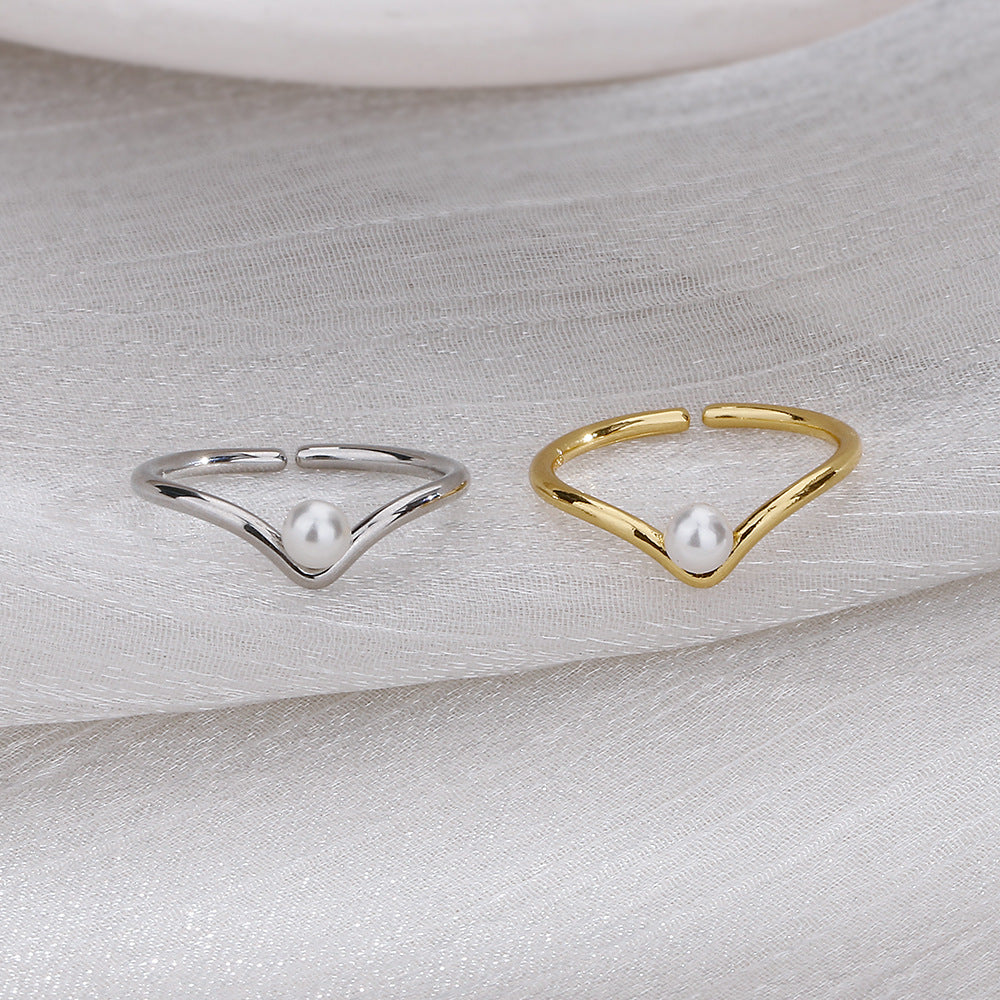 Style Pearl Opening Female Trendy Retro Rings