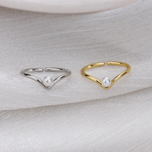 Style Pearl Opening Female Trendy Retro Rings