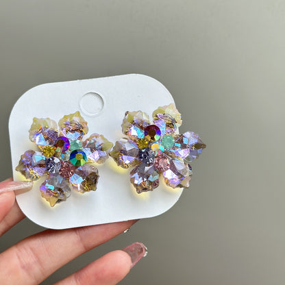 Women's Exaggeration Crystal Flowers Light Luxury High-grade Earrings