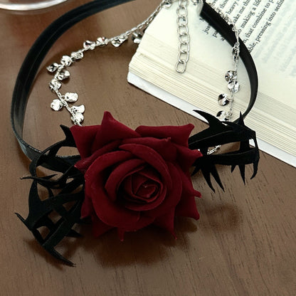 Rose Has Its Thorn Dark Retro Minority Design Tassel Necklaces