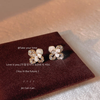 Micro Inlaid Zircon Sier Needle Plated Earrings