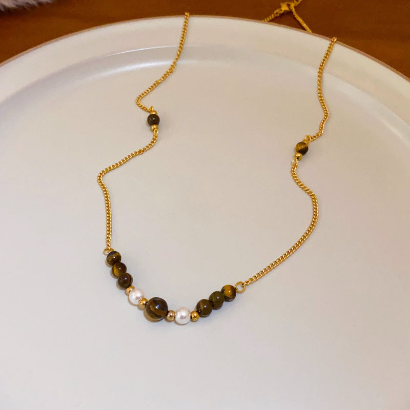 Women's Series Tigereye Butterfly Chinese Retro Beaded Sweater Necklaces