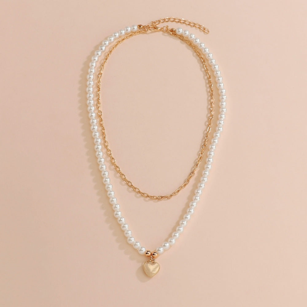 Women's Love Pendant Pearl Double Layer For Necklaces