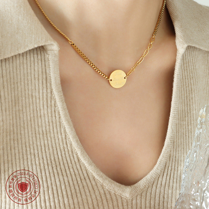 Hop Trend English Round Plate Pendant Stitching Necklaces