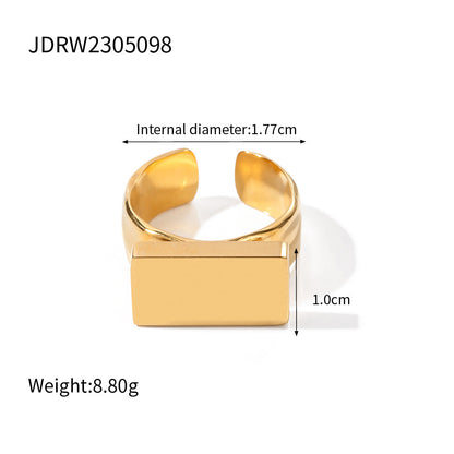 Women's Stainless Steel Long Block Fashion Jewelry Rings