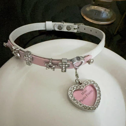 Sweet Cool Hot Punk Leather Female Necklaces