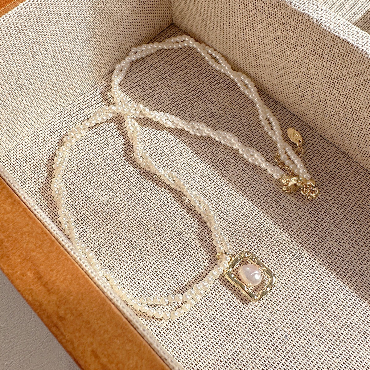 Women's Pearl Double Layer Twin Small Beads Clavicle Necklaces