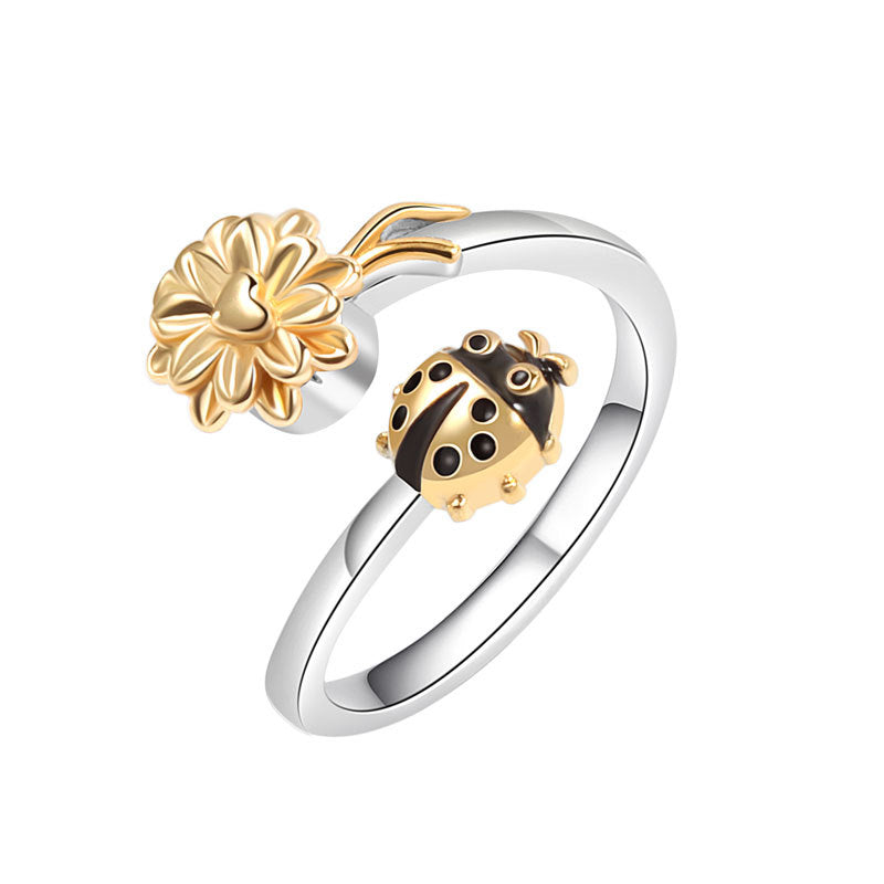 Flower Spinning Female Fashion Decompression Anxiety Sunflower Rings