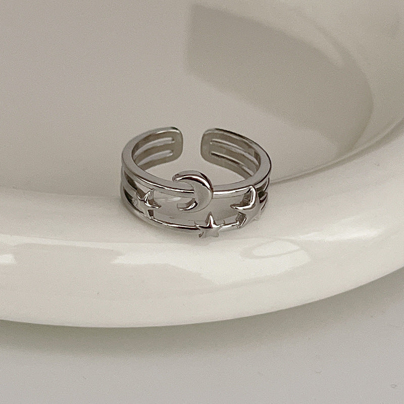 Sier Female Design Light Luxury Index Rings