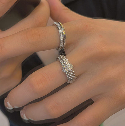 Women's French Vintage Zircon Metal Suit Niche Personality Rings