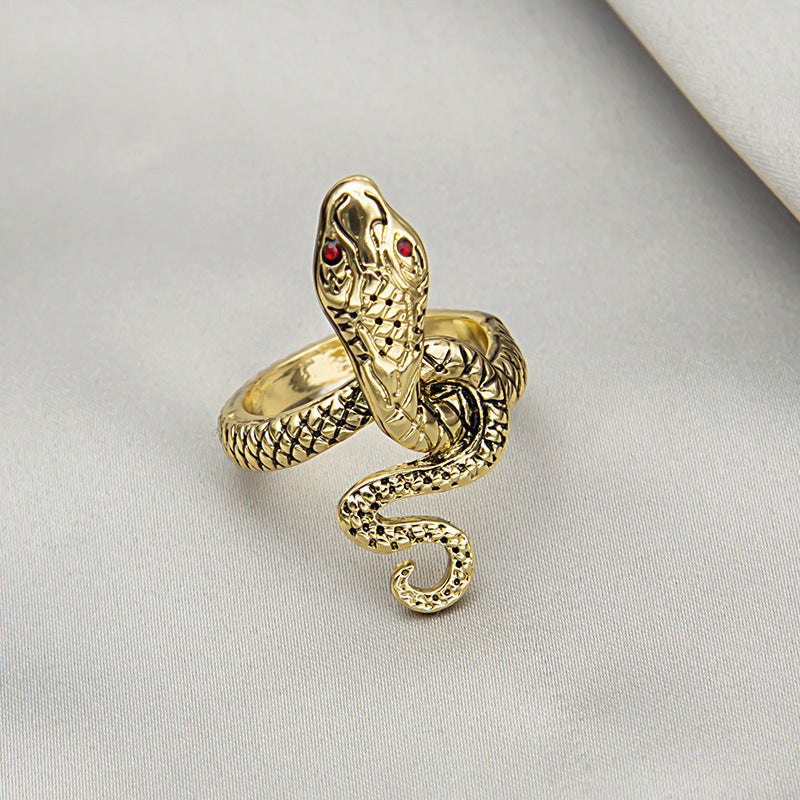 Collection Snake-shaped Animal Open Geometric Retro Rings