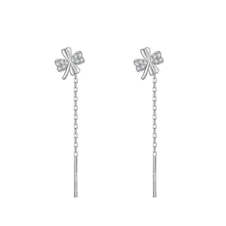 Women's Sier Clover Fashionable Ear Design High Rings