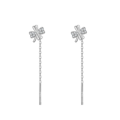 Women's Sier Clover Fashionable Ear Design High Rings