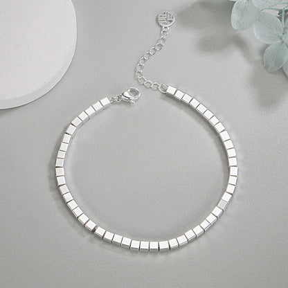 Women's Small Square Geometric Broken Sier Couple Bracelets