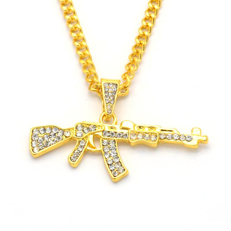 Hop Full Diamond Machine Gun Personalized Necklaces