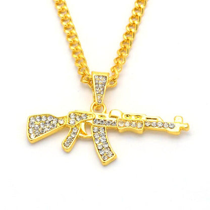 Hop Full Diamond Machine Gun Personalized Necklaces