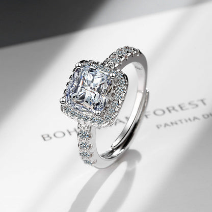 Women's Female Square Zirconium Diamond Wide Surface Rings