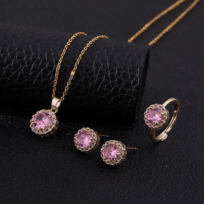 Temperament Micro Inlaid Color Zircon Gold Plated Necklaces