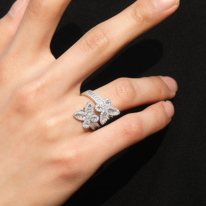 Women's & Men's & Diamond Staggered Butterfly Opening Fashion Rings