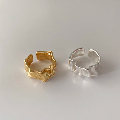 Women's Niche Design Irregular Matte Metal Open For Rings
