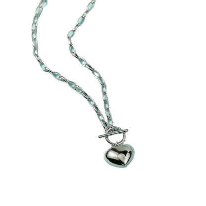 Three-dimensional Heart Shape Clavicle Female Versatile Simple Necklaces