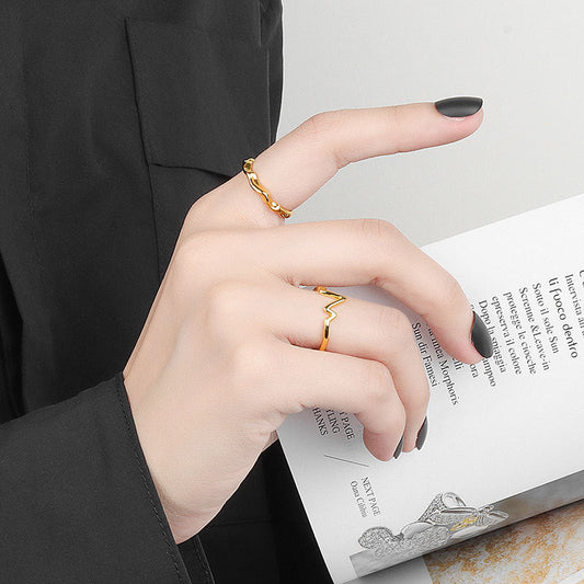 Source Irregular Wave Ecg Female Heartbeat Glossy Line Index Rings