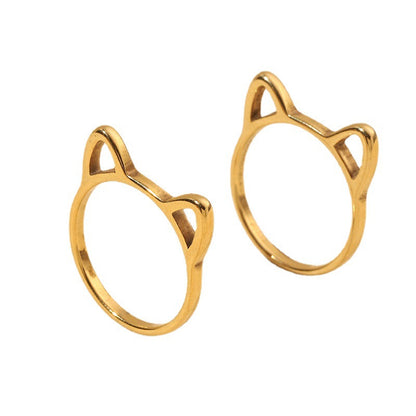 Steel Ornament Cat Ears Girlfriends Couple Rings