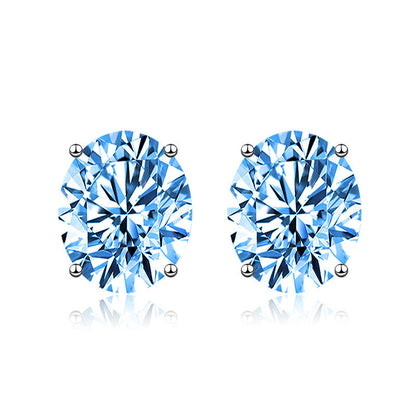 Blue Diamond Oval Female Korean Fashion Colored Earrings
