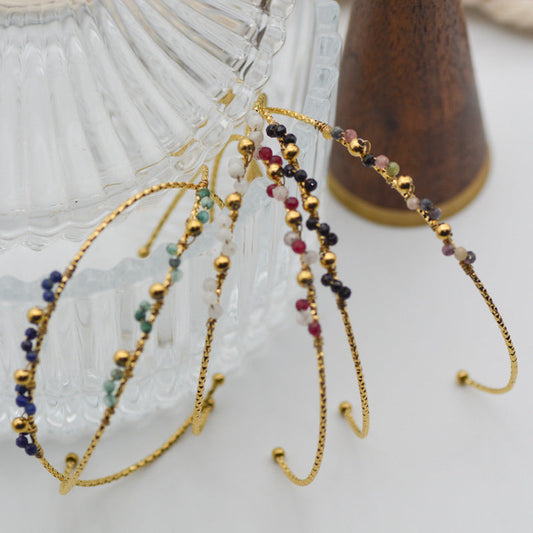 Handmade Natural Stone Stainless Steel Light Luxury Tie Bracelets