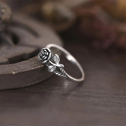 Old Flower Three-dimensional Rose Classical Fine Circle Rings