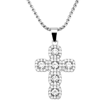 Women's & Men's & Diamond Cross Pendant And Domineering Cool Necklaces