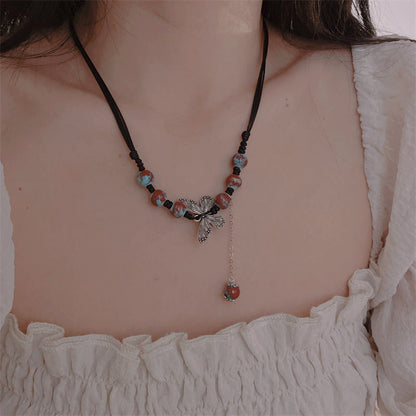 Women's Personality Butterfly Ethnic Graceful National Fashion Red Necklaces
