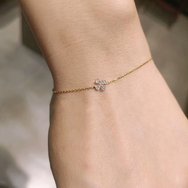 Diamond Four-leaf Clover Lucky Sier Plated Bracelets