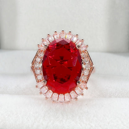 Broadcast Rose Gold Plated Sparking Zirconium Ladder Square Diamond Rings