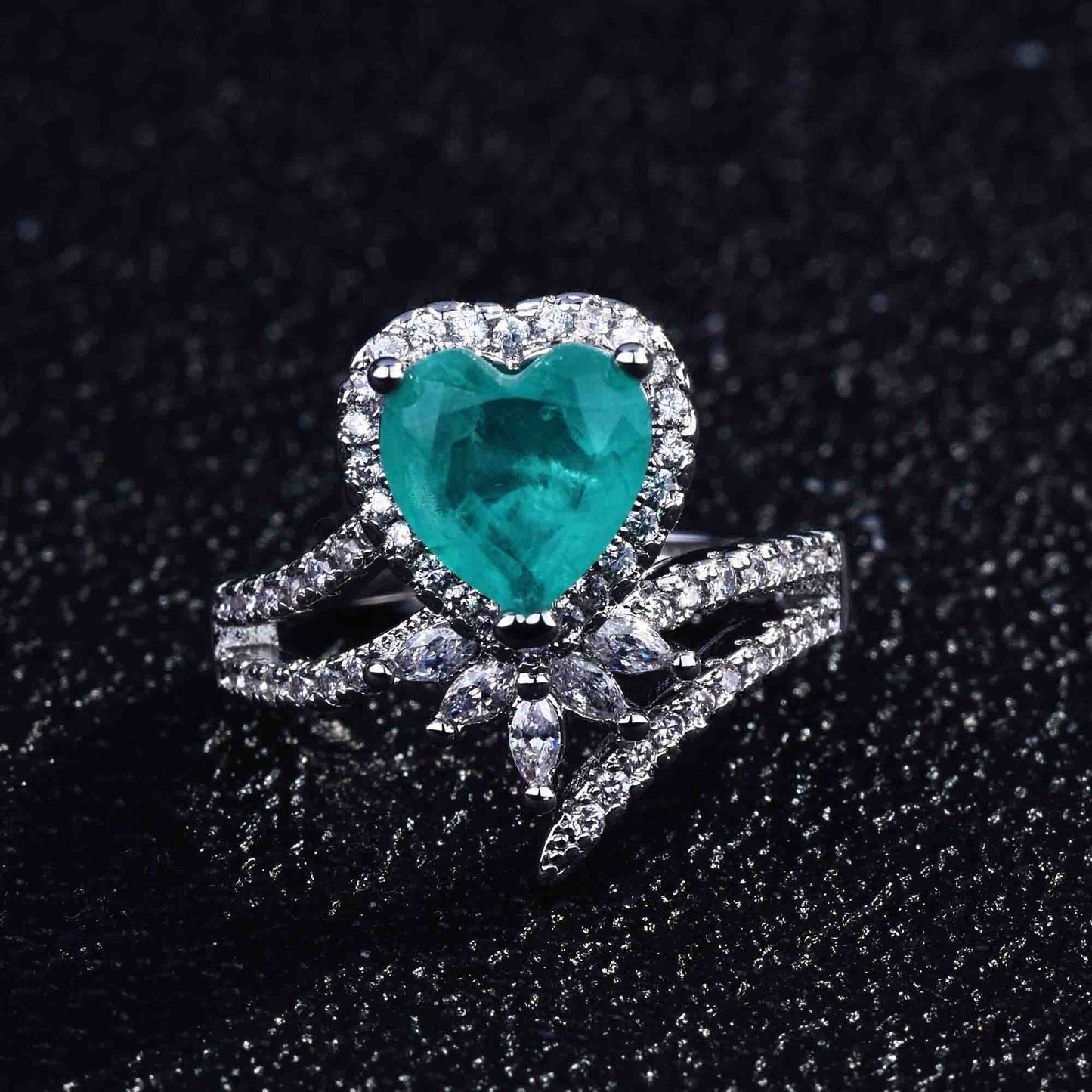 Women's Live Streaming Imitation Natural Full Diamond High Carbon Pear-shaped Rings