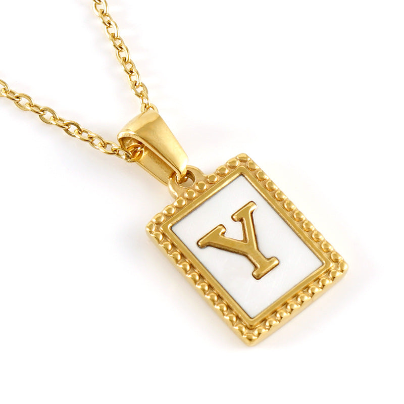 Gold Stainless Steel Shell Letter Female Titanium Pendant Necklaces
