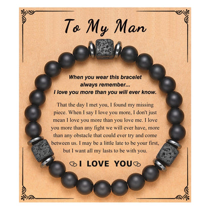 Frosted Square Volcanic Stone Father's Day Bracelets