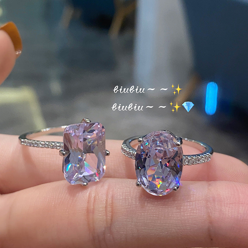 Women's Cold Wind Geometric Fine Light Inlaid Rings